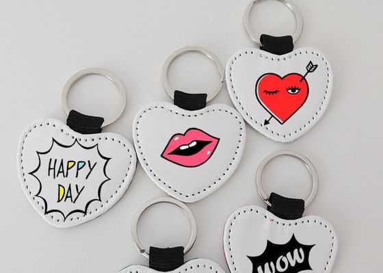 Leather Sublimation Custom Blanks Keychain Heart Round Rectangular Shapes