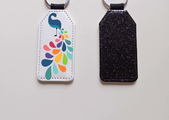 Leather Sublimation Custom Blanks Keychain Heart Round Rectangular Shapes