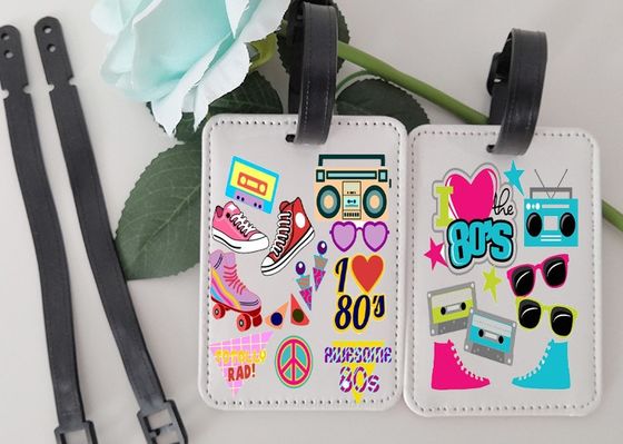 Leather Sublimation Blank Products Luggage Tag With Glitter Or Card Sleeves Backing