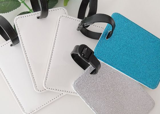 Leather Sublimation Blank Products Luggage Tag With Glitter Or Card Sleeves Backing